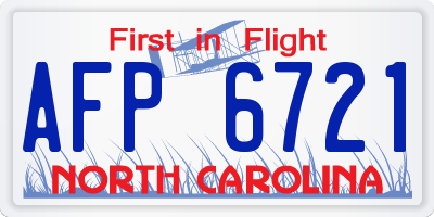 NC license plate AFP6721