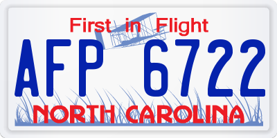 NC license plate AFP6722