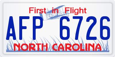 NC license plate AFP6726