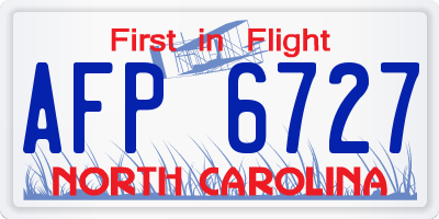 NC license plate AFP6727