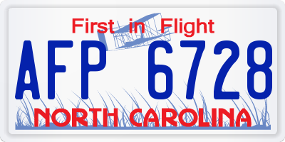 NC license plate AFP6728