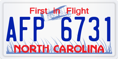 NC license plate AFP6731