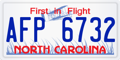 NC license plate AFP6732