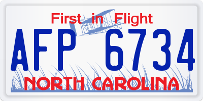 NC license plate AFP6734