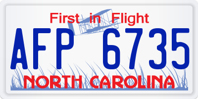NC license plate AFP6735
