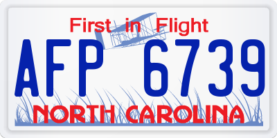 NC license plate AFP6739