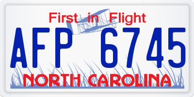 NC license plate AFP6745