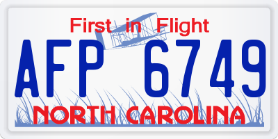 NC license plate AFP6749