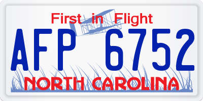 NC license plate AFP6752
