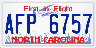 NC license plate AFP6757