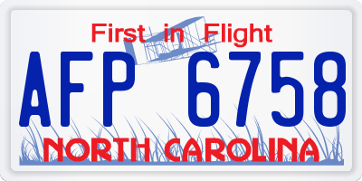 NC license plate AFP6758