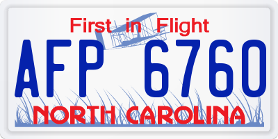NC license plate AFP6760