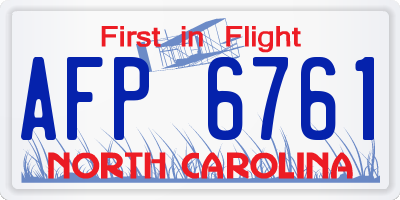 NC license plate AFP6761
