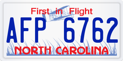NC license plate AFP6762