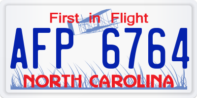 NC license plate AFP6764