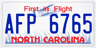 NC license plate AFP6765
