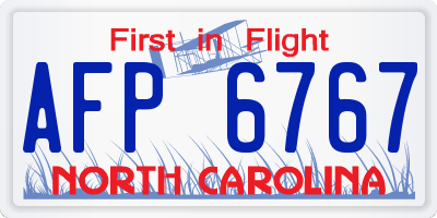 NC license plate AFP6767