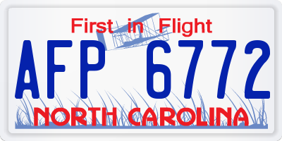 NC license plate AFP6772