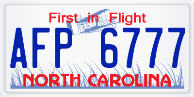 NC license plate AFP6777