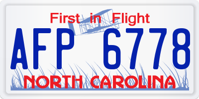 NC license plate AFP6778