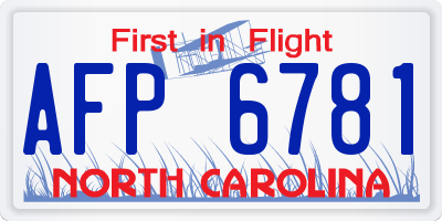 NC license plate AFP6781