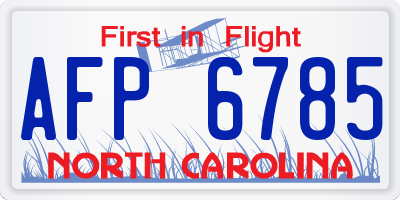 NC license plate AFP6785