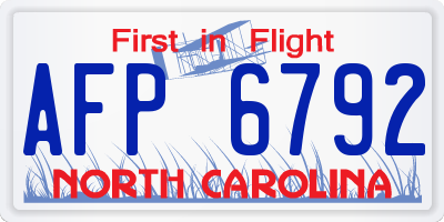 NC license plate AFP6792