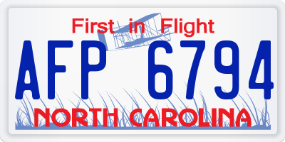 NC license plate AFP6794