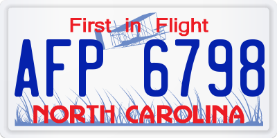 NC license plate AFP6798