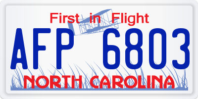 NC license plate AFP6803