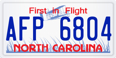 NC license plate AFP6804