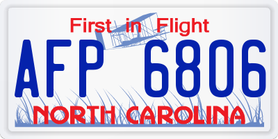 NC license plate AFP6806