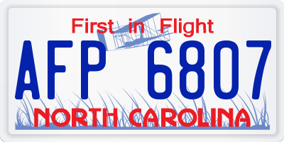 NC license plate AFP6807