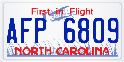 NC license plate AFP6809