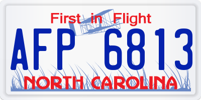 NC license plate AFP6813