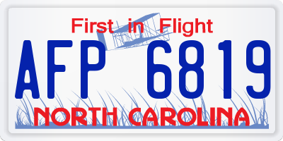 NC license plate AFP6819
