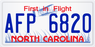 NC license plate AFP6820