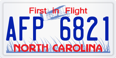 NC license plate AFP6821