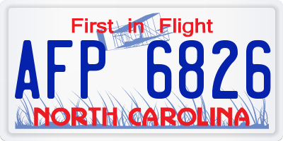 NC license plate AFP6826