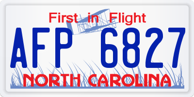 NC license plate AFP6827