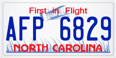 NC license plate AFP6829