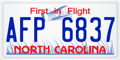 NC license plate AFP6837