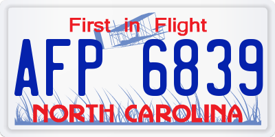 NC license plate AFP6839