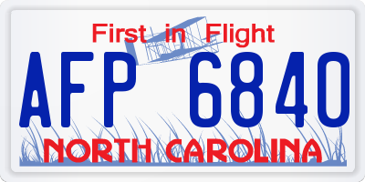 NC license plate AFP6840