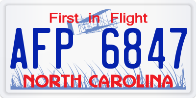 NC license plate AFP6847