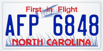 NC license plate AFP6848