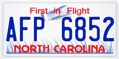 NC license plate AFP6852