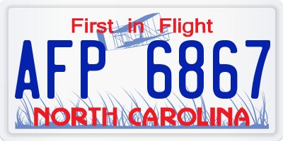 NC license plate AFP6867