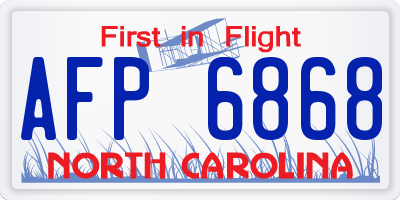 NC license plate AFP6868