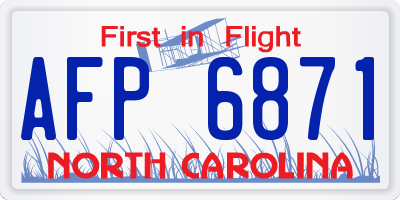 NC license plate AFP6871